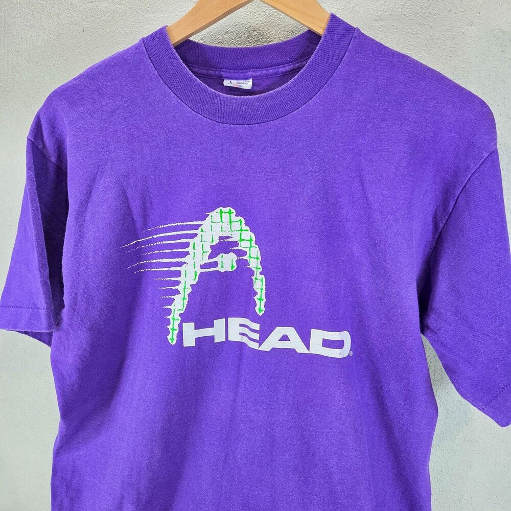 VTG 1992–93 HEAD Coors Light Racquetball Series Purple Single Stitch Tee Sz L